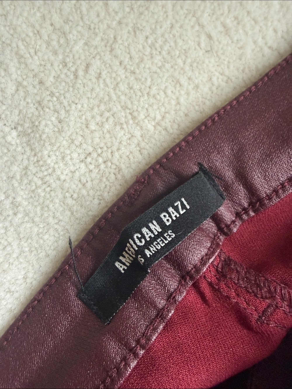 American Bazi Wine Red Faux Leather Pants - Picture 2 of 4